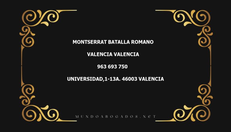 abogado Montserrat Batalla Romano en la localidad de Valencia