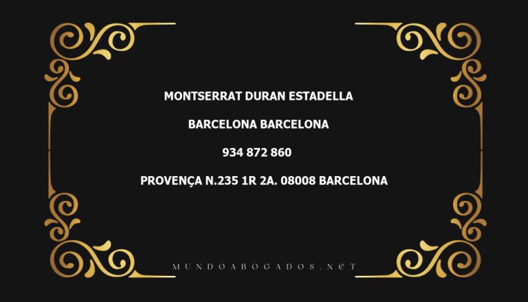 abogado Montserrat Duran Estadella en la localidad de Barcelona