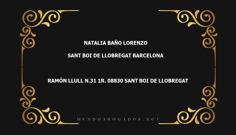 abogado Natalia Baño Lorenzo en la localidad de Sant Boi de Llobregat