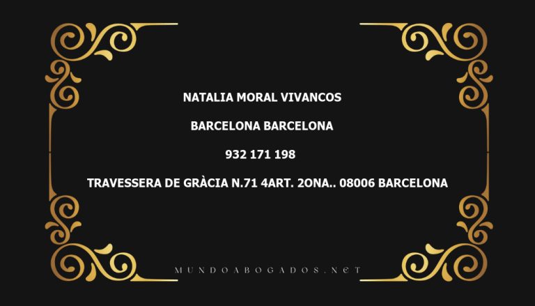 abogado Natalia Moral Vivancos en la localidad de Barcelona