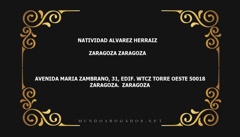 abogado Natividad Alvarez Herraiz en la localidad de Zaragoza