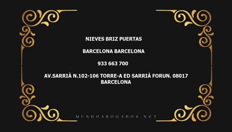 abogado Nieves Briz Puertas en la localidad de Barcelona