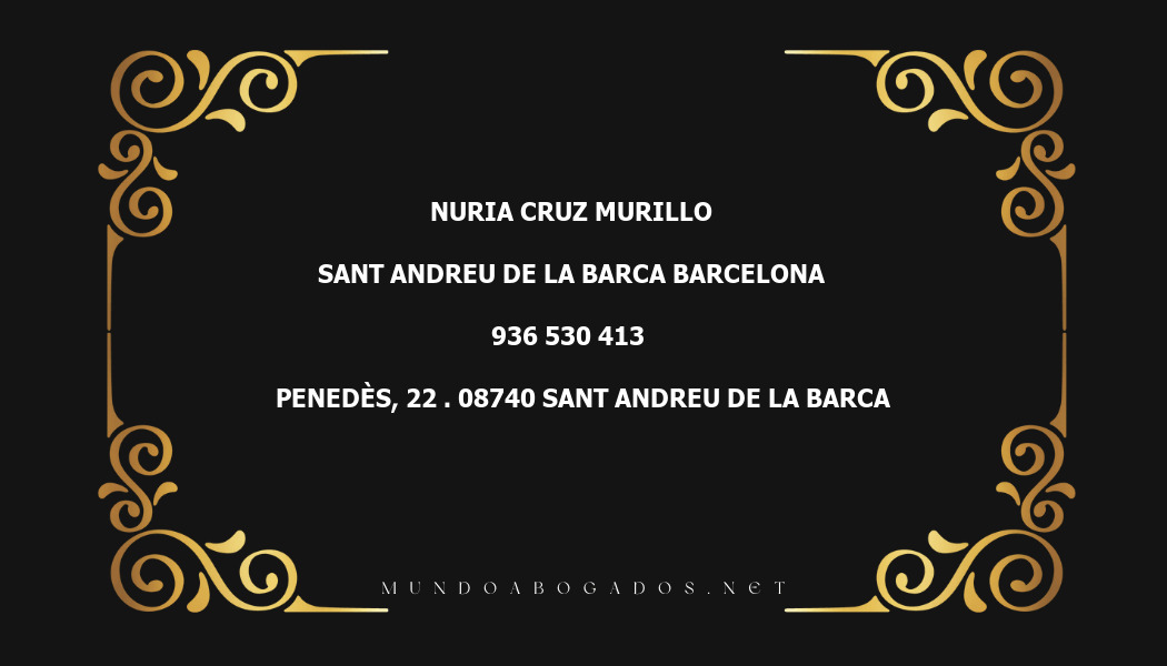 abogado Nuria Cruz Murillo en la localidad de Sant Andreu de la Barca