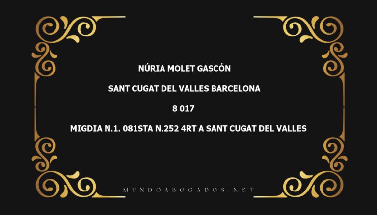 abogado Núria Molet Gascón en la localidad de Sant Cugat del Valles