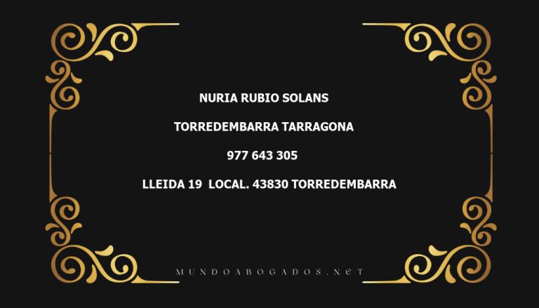 abogado Nuria Rubio Solans en la localidad de Torredembarra