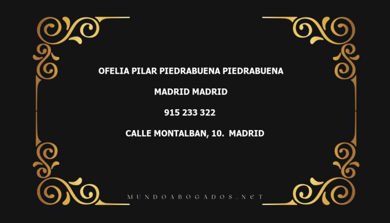 abogado Ofelia Pilar Piedrabuena Piedrabuena en la localidad de Madrid