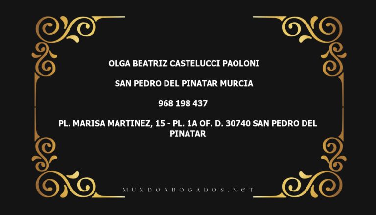 abogado Olga Beatriz Castelucci Paoloni en la localidad de San Pedro del Pinatar