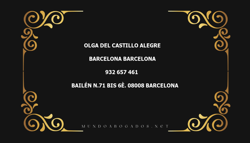 abogado Olga Del Castillo Alegre en la localidad de Barcelona