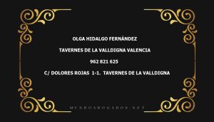 abogado Olga Hidalgo Fernández en la localidad de Tavernes de la Valldigna