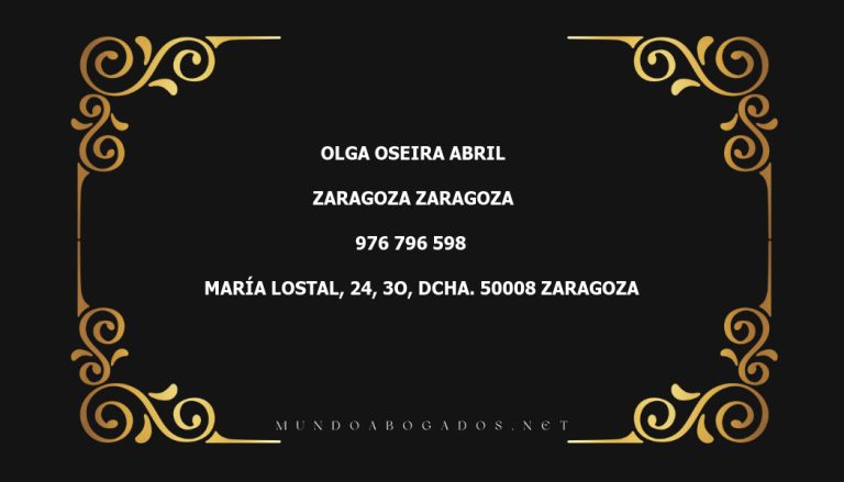 abogado Olga Oseira Abril en la localidad de Zaragoza