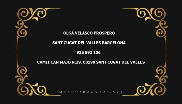 abogado Olga Velasco Prospero en la localidad de Sant Cugat del Valles