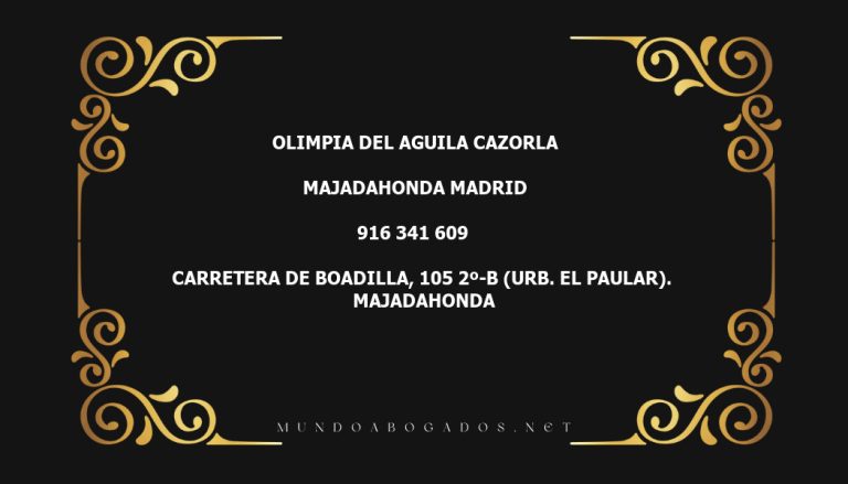 abogado Olimpia Del Aguila Cazorla en la localidad de Majadahonda