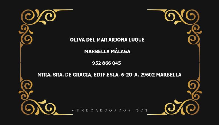 abogado Oliva Del Mar Arjona Luque en la localidad de Marbella