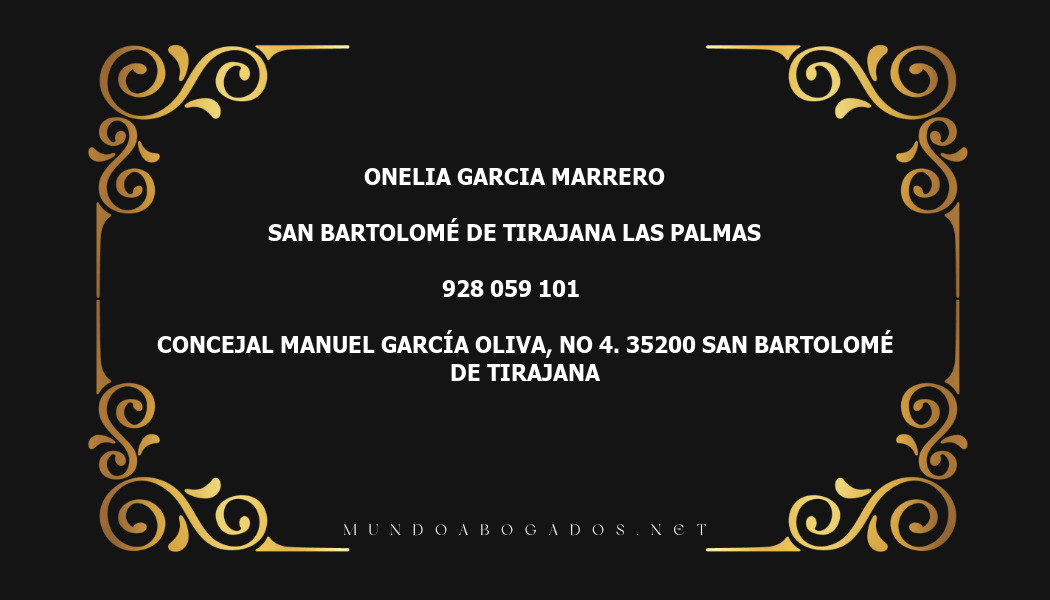 abogado Onelia Garcia Marrero en la localidad de San Bartolomé de Tirajana