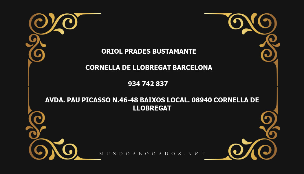 abogado Oriol Prades Bustamante en la localidad de Cornella de Llobregat