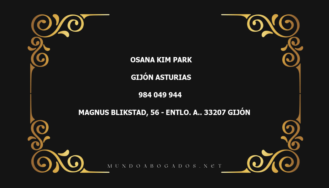 abogado Osana Kim Park en la localidad de Gijón