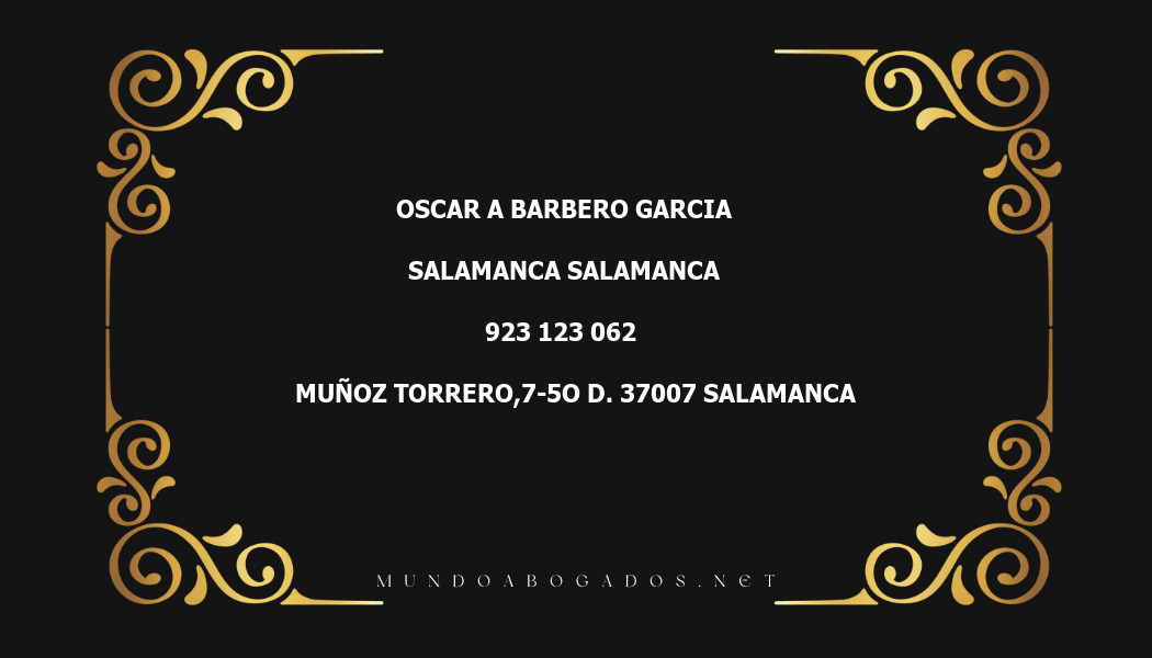 abogado Oscar A Barbero Garcia en la localidad de Salamanca