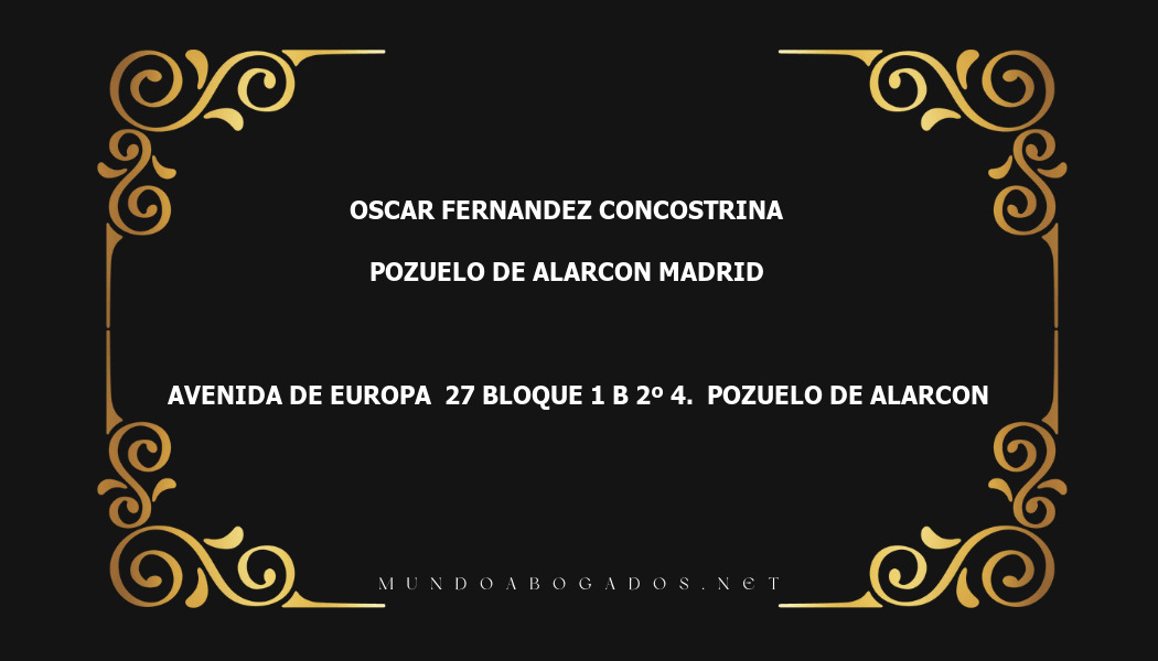 abogado Oscar Fernandez Concostrina en la localidad de Pozuelo de Alarcon