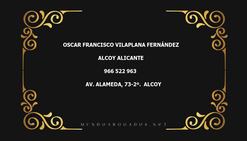 abogado Oscar Francisco Vilaplana Fernández en la localidad de Alcoy