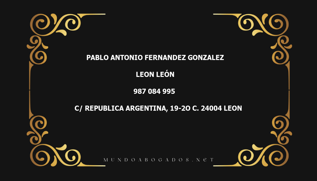 abogado Pablo Antonio Fernandez Gonzalez en la localidad de Leon