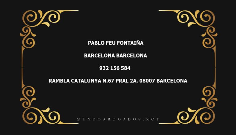 abogado Pablo Feu Fontaiña en la localidad de Barcelona