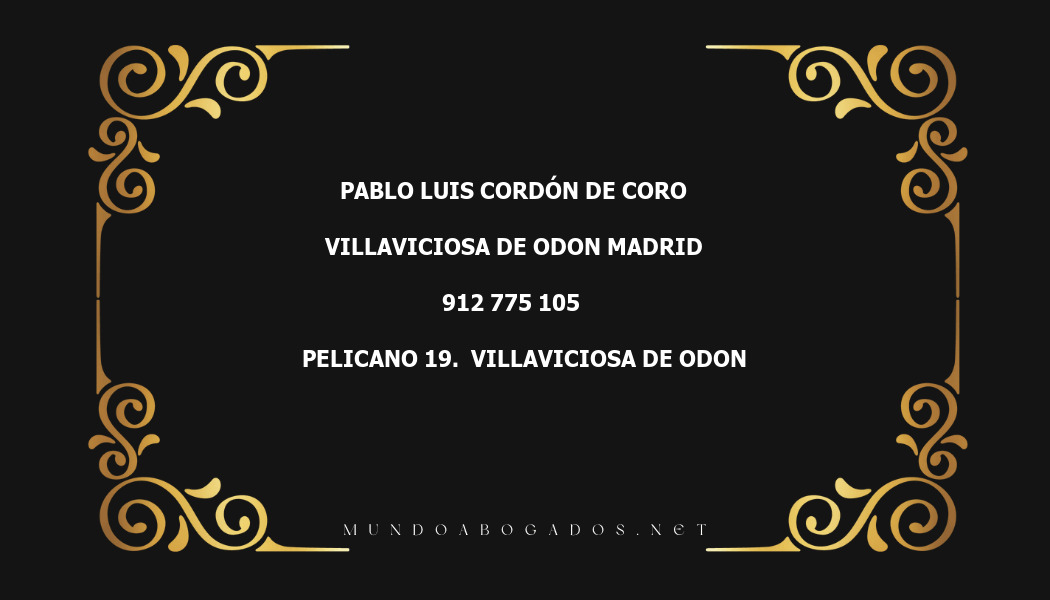 abogado Pablo Luis Cordón De Coro en la localidad de Villaviciosa de Odon