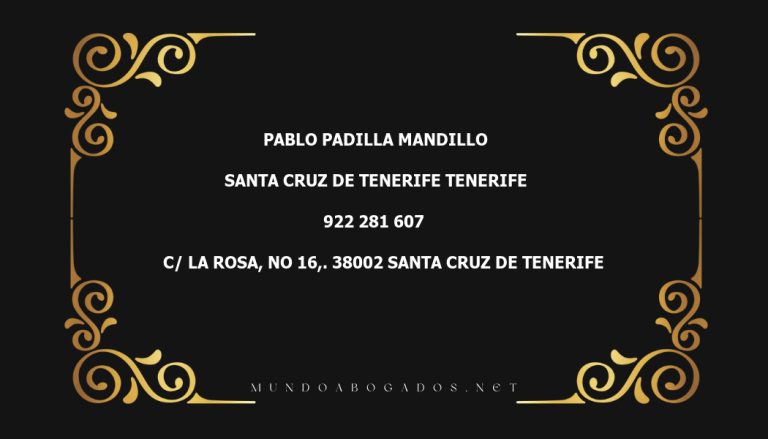 abogado Pablo Padilla Mandillo en la localidad de Santa Cruz de Tenerife