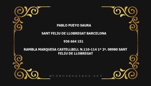 abogado Pablo Pueyo Saura en la localidad de Sant Feliu de Llobregat