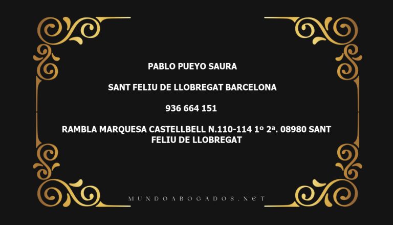 abogado Pablo Pueyo Saura en la localidad de Sant Feliu de Llobregat