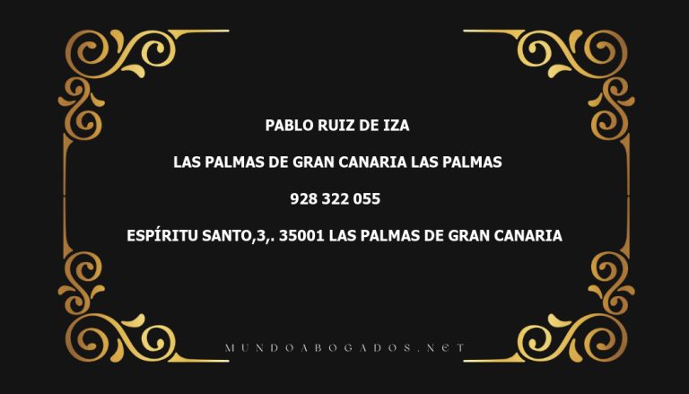 abogado Pablo Ruiz De Iza en la localidad de Las Palmas de Gran Canaria