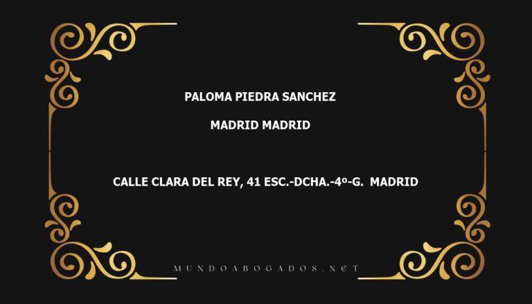 abogado Paloma Piedra Sanchez en la localidad de Madrid