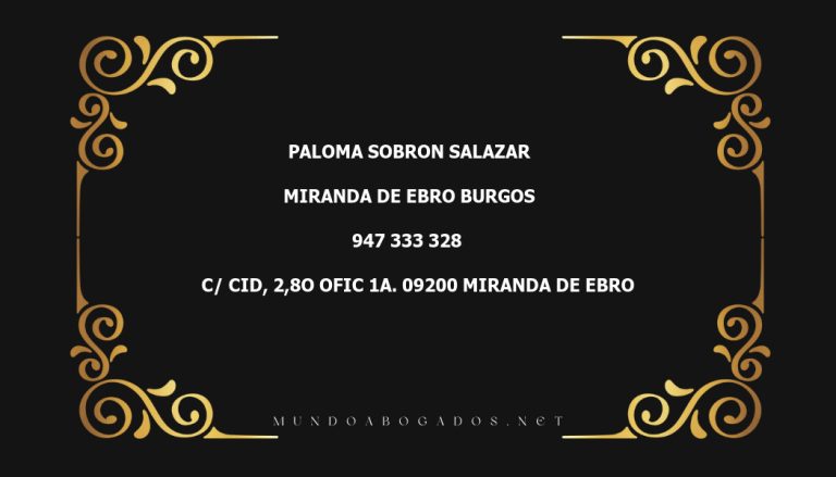 abogado Paloma Sobron Salazar en la localidad de Miranda de Ebro