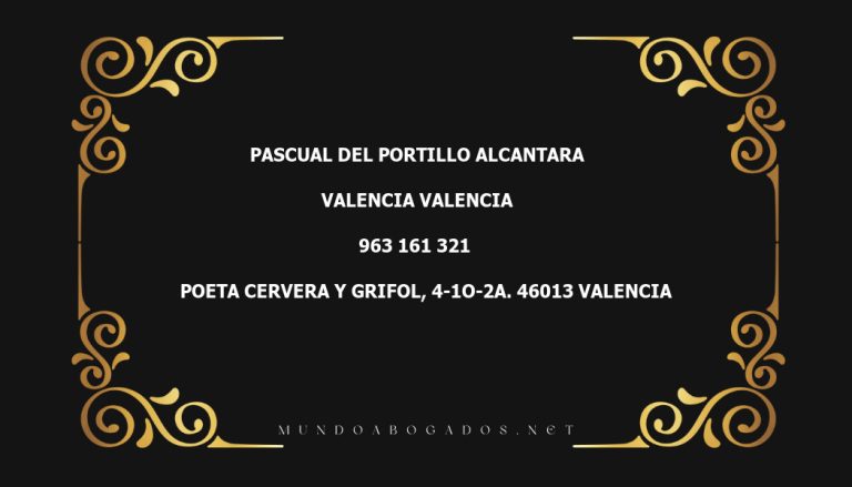 abogado Pascual Del Portillo Alcantara en la localidad de Valencia