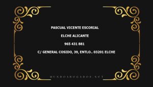 abogado Pascual Vicente Escorial en la localidad de Elche