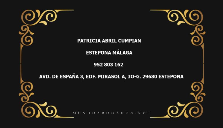 abogado Patricia Abril Cumpian en la localidad de Estepona