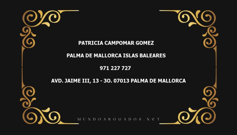 abogado Patricia Campomar Gomez en la localidad de Palma de Mallorca