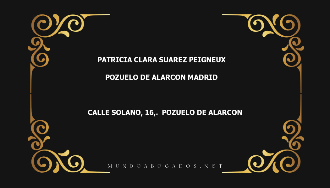 abogado Patricia Clara Suarez Peigneux en la localidad de Pozuelo de Alarcon