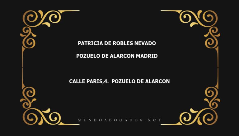 abogado Patricia De Robles Nevado en la localidad de Pozuelo de Alarcon