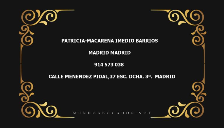 abogado Patricia-Macarena Imedio Barrios en la localidad de Madrid