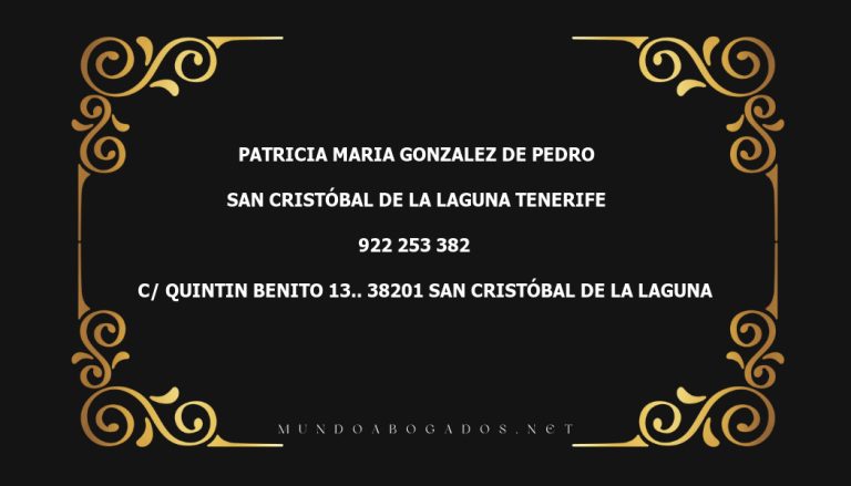 abogado Patricia Maria Gonzalez De Pedro en la localidad de San Cristóbal de La Laguna