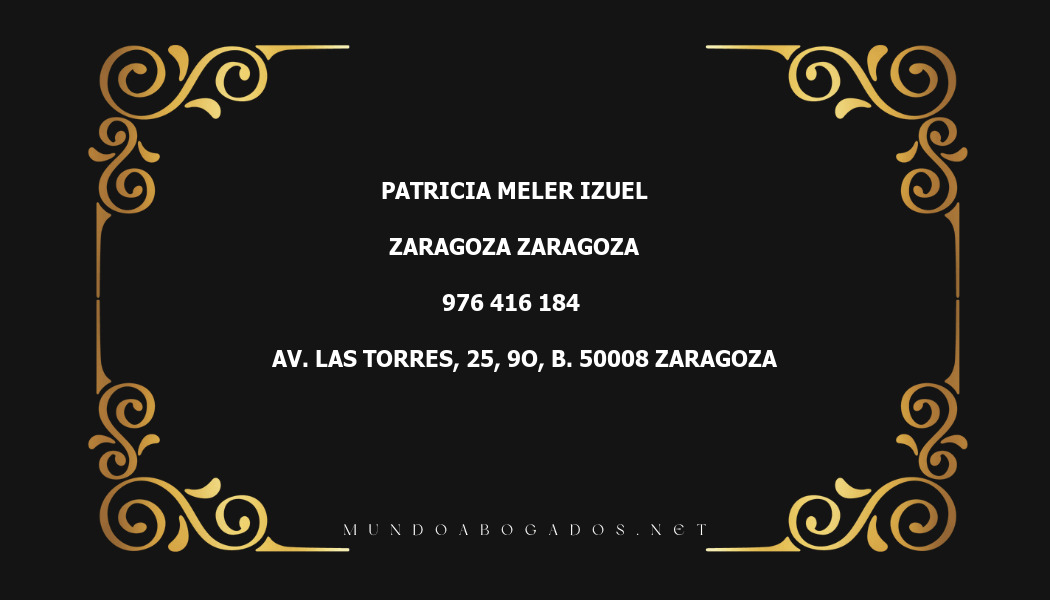 abogado Patricia Meler Izuel en la localidad de Zaragoza