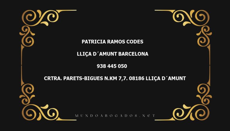 abogado Patricia Ramos Codes en la localidad de Lliça d´Amunt