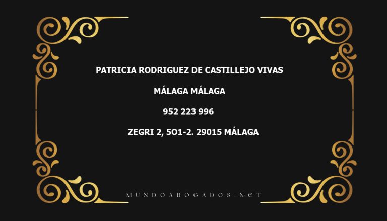 abogado Patricia Rodriguez De Castillejo Vivas en la localidad de Málaga