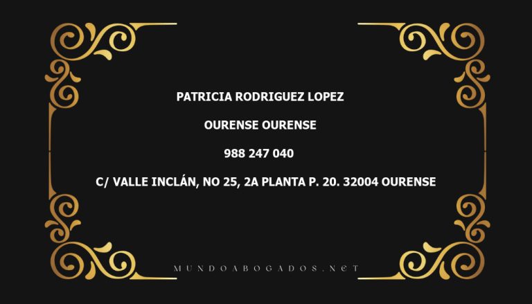 abogado Patricia Rodriguez Lopez en la localidad de Ourense