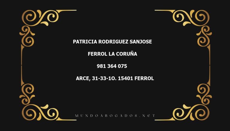 abogado Patricia Rodriguez Sanjose en la localidad de Ferrol