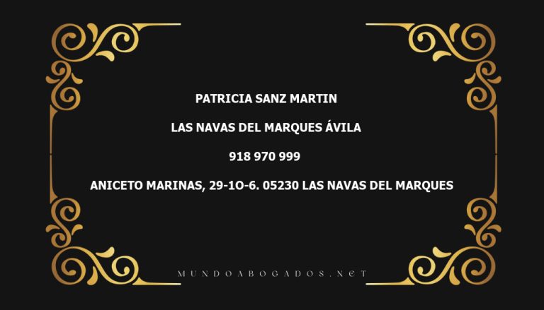 abogado Patricia Sanz Martin en la localidad de Las Navas del Marques