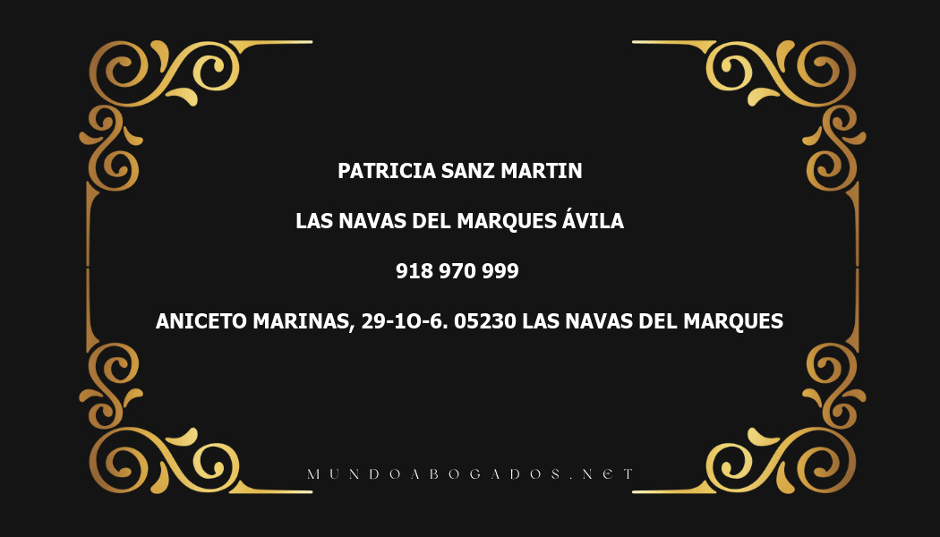 abogado Patricia Sanz Martin en la localidad de Las Navas del Marques