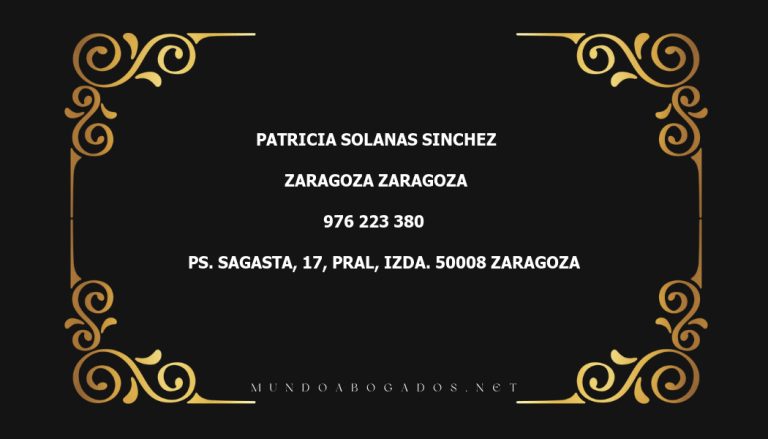 abogado Patricia Solanas Sinchez en la localidad de Zaragoza