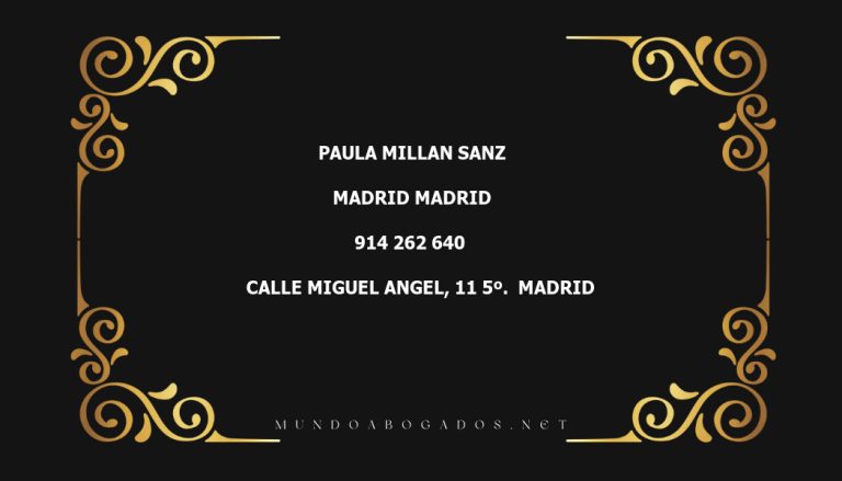 abogado Paula Millan Sanz en la localidad de Madrid