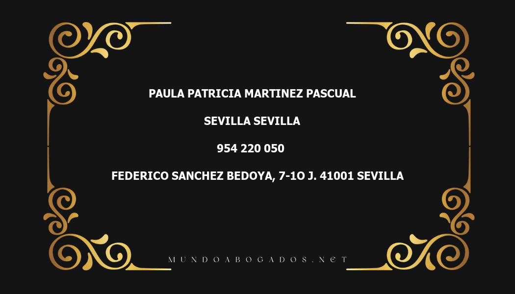 abogado Paula Patricia Martinez Pascual en la localidad de Sevilla